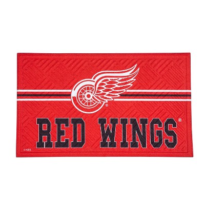 Evergreen NHL Detroit Red Wings Embossed Mat Cross Hatch Indoor and Outdoor Doormat
