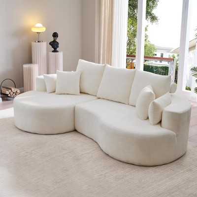Christopher Knight Home Shamus 106" Modern Cozy Upholstered 4 Seater Curved Sectional Sofa with 7 Pillows