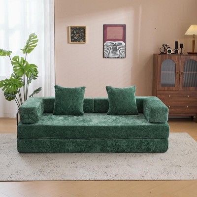 Convertible Modern Floor Sofa Bed with Memory Foam and Chenille Upholstery for Living Room Comfort -3irtyhousy