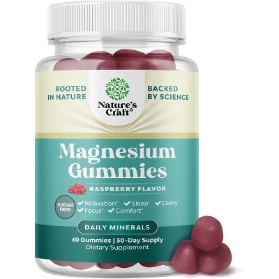 Sugar Free Magnesium Gummies, Relaxing Magnesium Citrate Gummies for Body & Mind Relaxation, Nature's Craft, 60ct