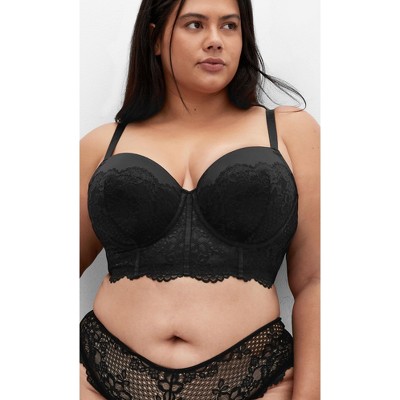 Women's Plus Size Allure Demi Longline Bra - black | CITY CHIC