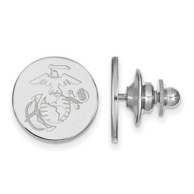 Black Bow Jewelry Sterling Silver U.S. Marine Corps Disc Lapel or Tie Pin
