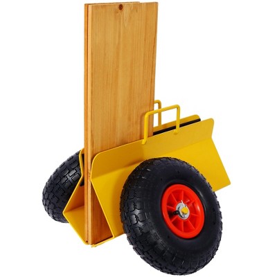 NAYSAYE Panel Dolly 600lbs Capacity Heavy Duty Cart with Handle and Pneumatic Wheels for Drywall and Material Handling, Yellow, 16.1"*15.3"*14.1"