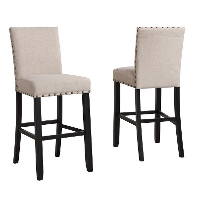Dexmalle 3-Piece 36"Round Bar Table with Fabric Nail Head Pub Chairs