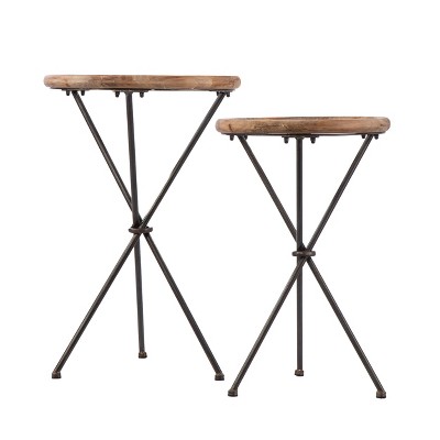 Crellon Glass-Top Accent Tables - 2pc Set - Natural - SEI