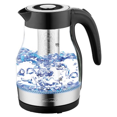 Brentwood 1.79-Qt. 1,100-Watt Cordless Glass Electric Kettle with Tea Infuser and Swivel Base
