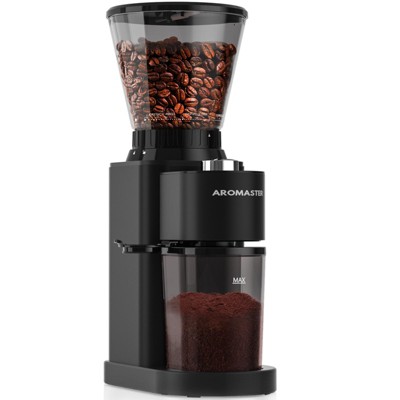 Aromaster Burr Coffee Grinder, Coffee Bean Grinder,Stainless Steel Coffee Grinder Electric, Dishwasher-Safe Parts，48 Grind Setting black