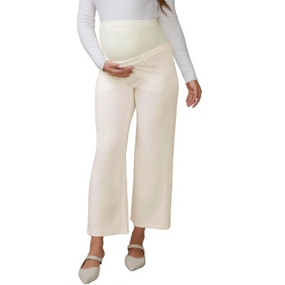 INSPIRE CHIC Women's Work Maternity Pants Business Stretchy Over the Belly Formal Pregnancy Trousers with Pockets