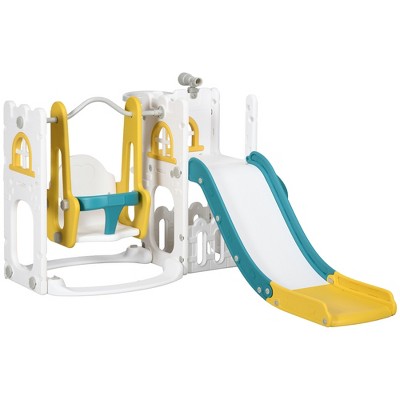 Yinvani 6 in 1 Toddler Slide and Swing Set, Baby Slide for Age 1-3 Years, Indoor Playground, Yellow