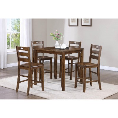 NicBex 36" Dining Table Set for 4 Counter Height Table Set Pub Height Square Dining Table with 4 Chairs, Brown
