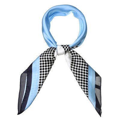 Allegra K Women's Polka Dot Square Scarf Neck Scarves Kerchief Neckerchief Headband Sky Blue 27.56*27.56 inches(L*W)