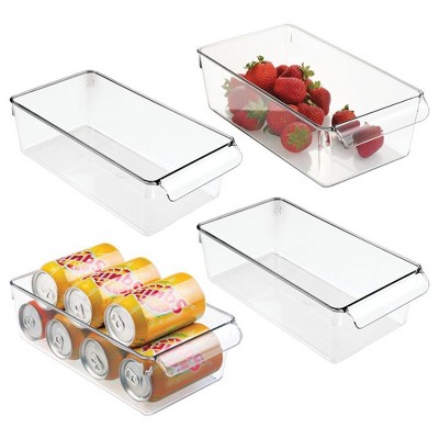 iDesign Fridge Storage Tray with Handle - Set of 4 - Clear