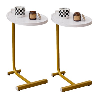 DOMETOUR 1/2 pc C-shaped Side Table, Small Sofa Table for Cough, Bederoom