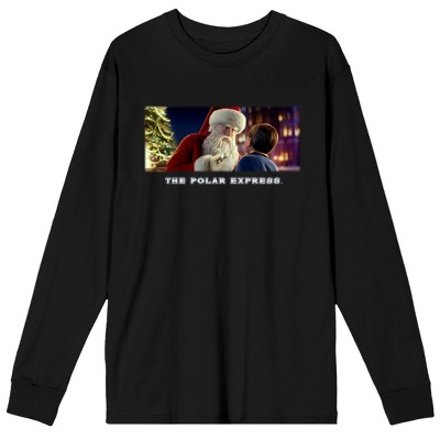 Polar Express Santa And Child Men's Black Long Sleeve Shirt