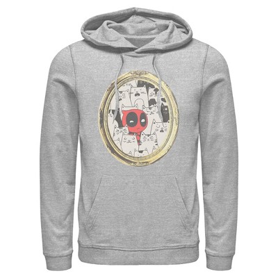 Mens Marvel Deadpool Cats Animated Frame Lightweight Hoodie