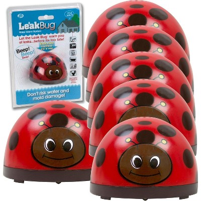 Water Leak Bug Monitor Sensor with Alarm 6 Pack- Electronic Flood Detector for Home- Detects as Little as 1/32" of Liquid- Overflow Alert Beeps Loudly