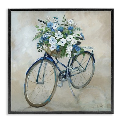 Stupell Industries Flower Blooms Bicycle Basket, 24" x 24"