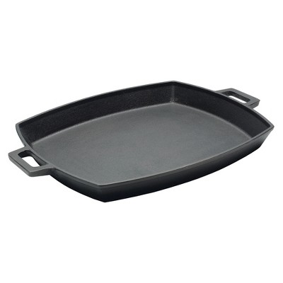 Bayou Classic 12 x 14 Inch Heavyweight Even-Heating Oven & Broiler Safe Cast Iron Shallow Skillet Pan with Wide Loop Handles for Cooking or Baking