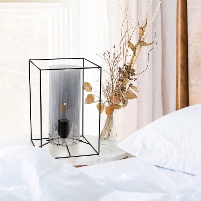 Large Framed Table Lamp with Cylinder Glass Shade - Lalia Home