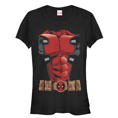 Juniors Womens Marvel Halloween Deadpool Costume T-Shirt