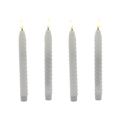 LumaBase Battery-Operated Twisted Wax Candles with 3D-Wick Flame - Set of 4