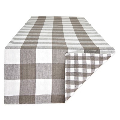 Design Imports  Reversible Buffalo Check/Gingham Table Runner, Gray, 14X72"