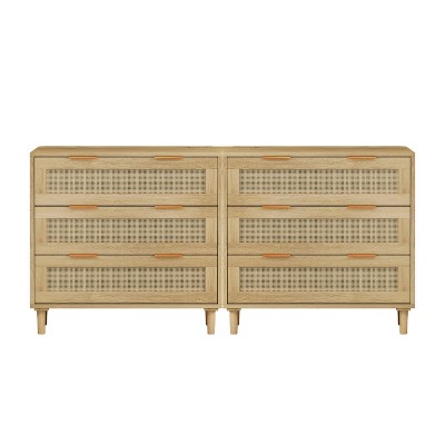 Bella Depot 3-Drawers Rattan Drawer (Set of 2)