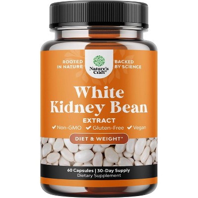 White Kidney Bean Extract Capsules, Supplement for Weight Loss & Reduce Calories, Glucose Support & Carb Control Supplements, Nature's Craft, 60ct
