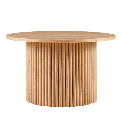 Coffee Tables Contemporary With Metal Base, Coffee Tables Round With Wood Veneer Tabletop, 27 Inch Width Coffee Tables Round-Cuddlewood
