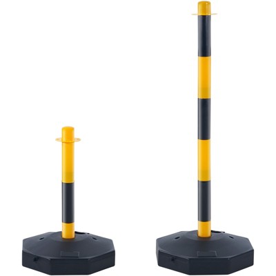 VEVOR Adjustable Traffic Delineator Post Cones, 4 Pack, Traffic Safety Delineator Barrier with Fillable Base 8FT Chain, Yellow&Black