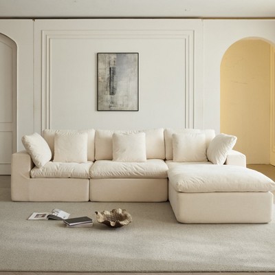 HipyMo Modular L-Shape Corduroy Sofa with High-Density Sponge - Compressible, Multi-Color, for