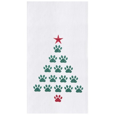 C&F Home Puppy Dog Paws Christmas Tree Embroidered Flour Sack Kitchen Dishtowel