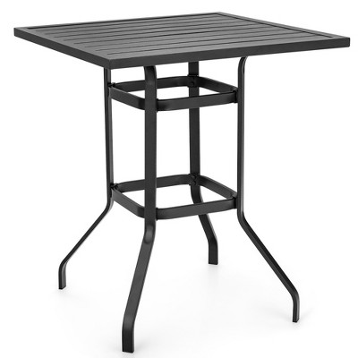 Costway 32''  Patio Square Bar Table Metal Cafe Bistro Table Garden Deck Black