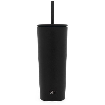 Simple Modern 24oz Insulated Stainless Steel Classic Tumbler with Straw Black: Cold Drinkware, Hand Wash, All Ages