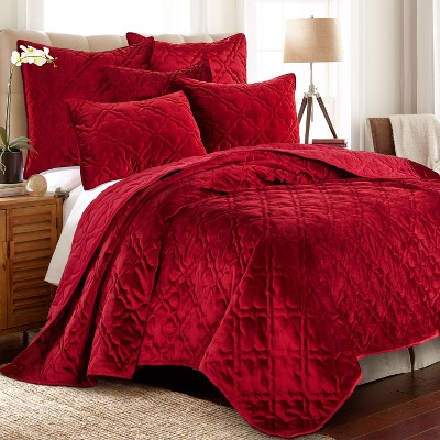 BH Caserta Velvet Red Quilt - Levtex Home
