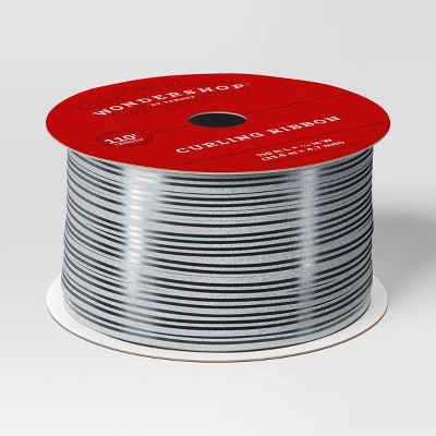 110' Christmas Curling Ribbon Silver/Black - Wondershop™