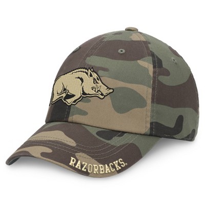 NCAA Arkansas Razorbacks Camo Unstructured Washed Cotton Hat: Adjustable Camouflage Cap