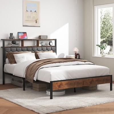 Queen Size Platform Bed with Soft Packaging and 2 USBs
