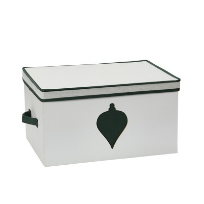 Household Essentials Ornament Storage Chest with 24 Pockets Red: Canvas Decorative Box, 18.62"x13.5"x10", Spot Clean