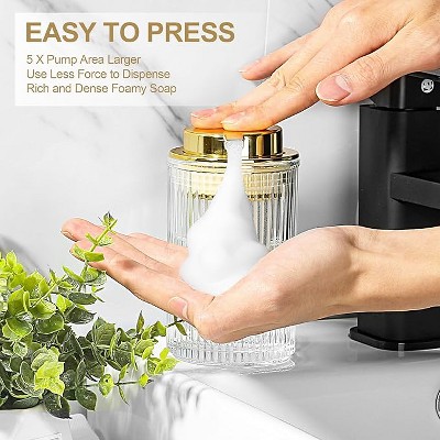 Ridstar Clear Glass Foam Hand Soap Dispenser Golden Pump for Bathroom