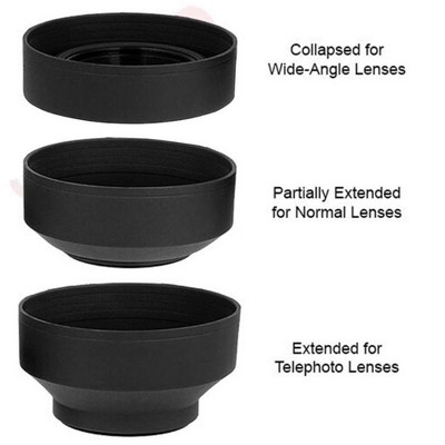 Vivitar Soft Rubber Collapsible Lens Hood For Canon Nikon Sony Panasonic 52mm Thread