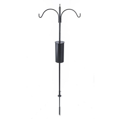 Birds Choice 5pc Erva 2 Arm Complete Bird Feeder Pole Set with Squirrel Baffle: Weather-Resistant, Steel Construction