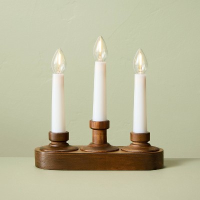3ct 8"x7.8" Wood Christmas Window Flameless Candles - Hearth & Hand™ with Magnolia