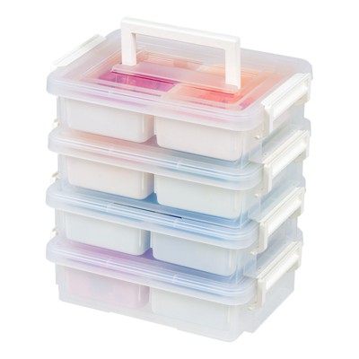 IRIS USA Clear Plastic Storage Bins with Lids, Organizing Container for Paper and Craft, Stackable