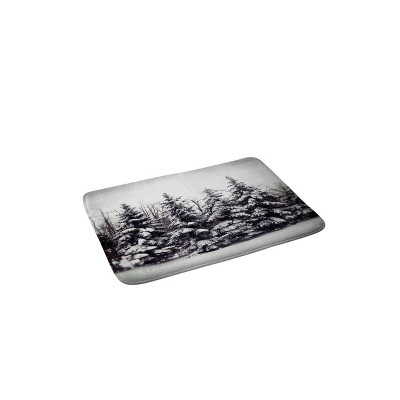 21"x34" Snow and Pines Bath Rug Black/Gray - Deny Designs: Non-Slip, Microfiber, Machine Washable