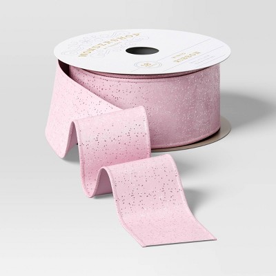 18’ Christmas Premium Ribbon Pink with Glitter - Wondershop™