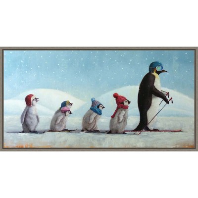 Amanti Art Ski School Penguins by Lucia Heffernan Canvas Wall Art Print Framed 27 x 14-in.