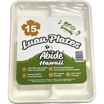 Abide Hawaii Eco Luau Disposable Paper Plates 5 Compartment Tray 8.43" 10.43" - 15ct