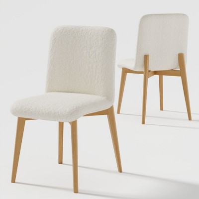 Dovelina Wooden Dining Chair Side Chair White Upholstered Dining Chairs Set of 2