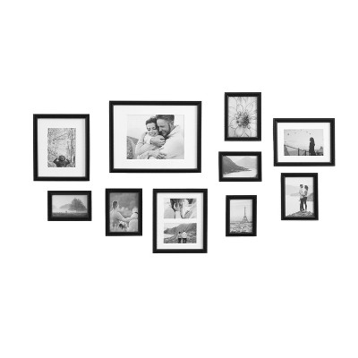 Kate & Laurel All Things Decor (Set of 10) Adlynn Glam Wall Picture Frames Black